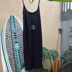 NWT sheer navy slip tank midi-maxi dress sz 8